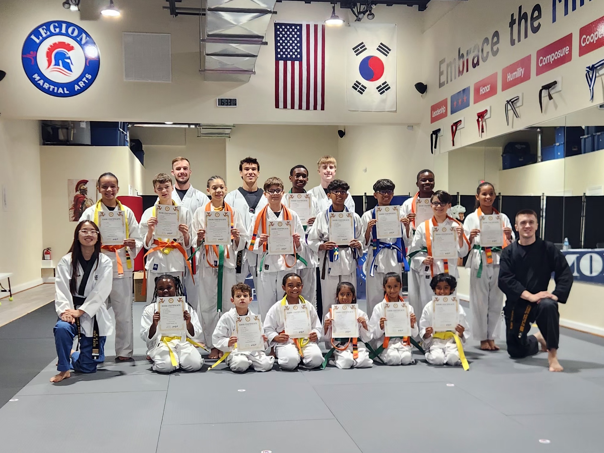 Legion Martial Arts instructors and students training in the Gambrills dojang